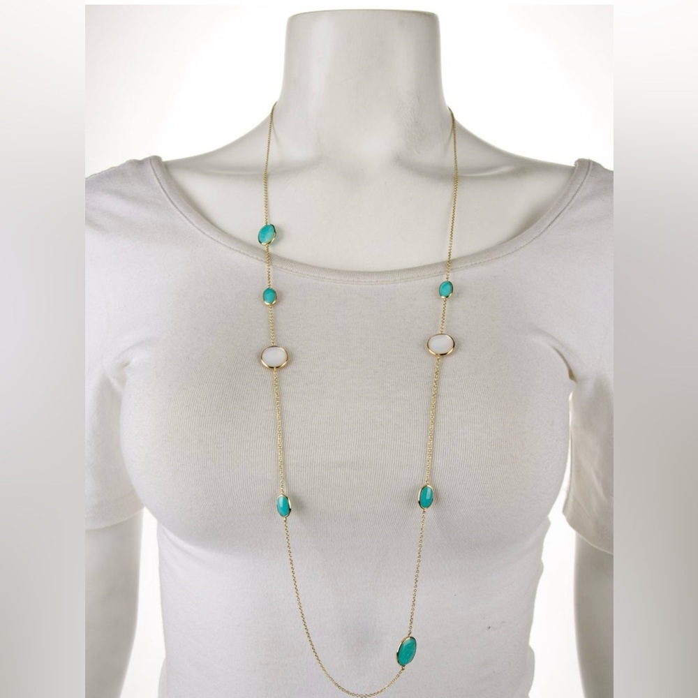 Ippolita 18k YG Mother of Pearl & Amazonite Necklace- 12 grams